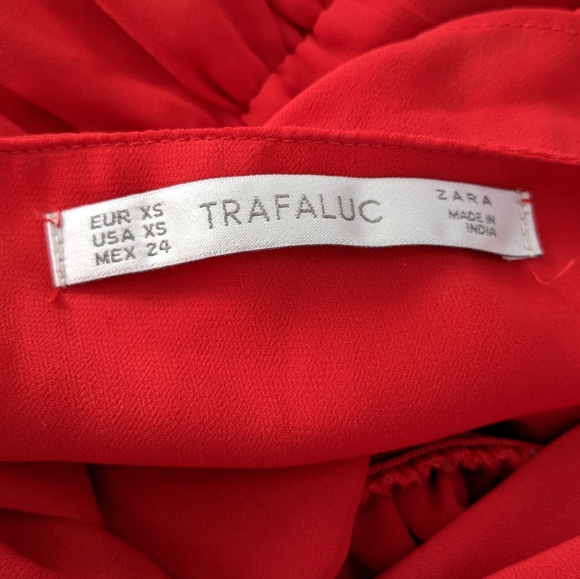 ZARA Trafaluc Red Chiffon Dress with Beaded straps size XS - Picture 7 of 10